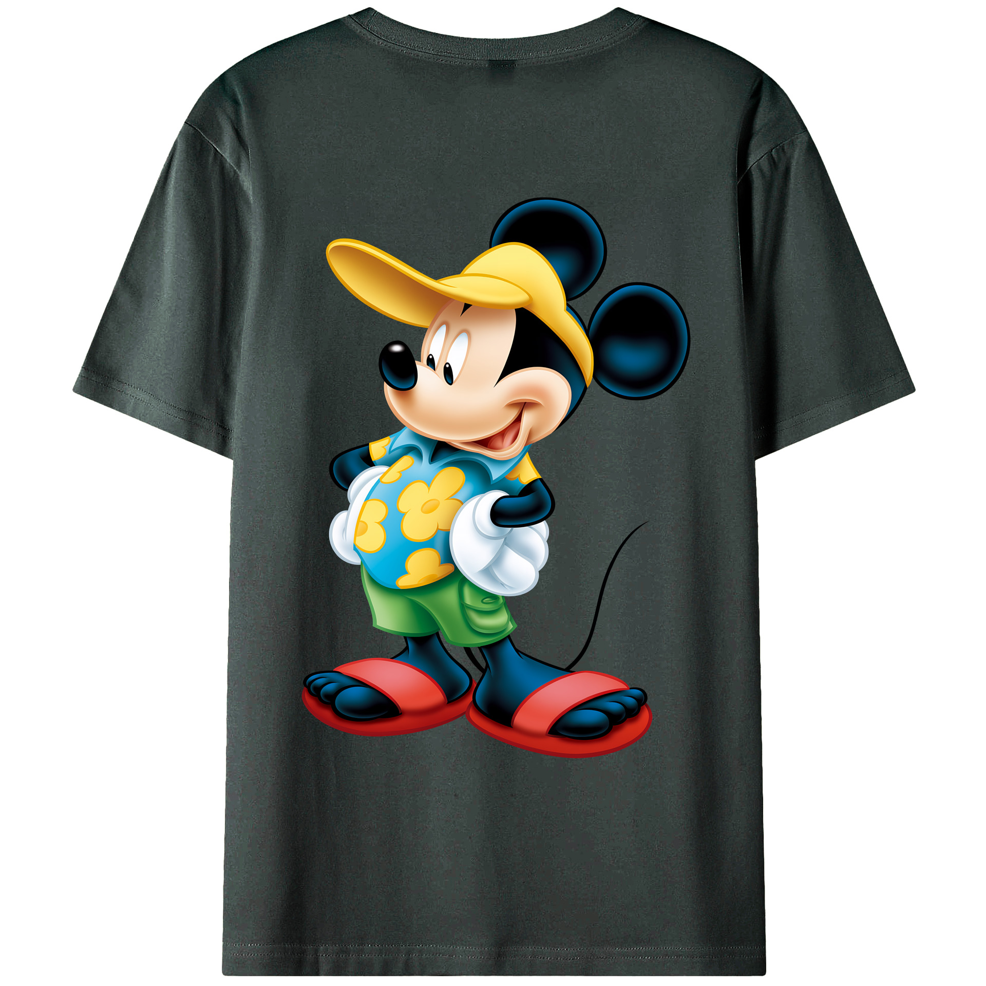 （画像用） ミッキーマウス Mickey Mouse 綿100％ メンズ半袖Tシャツ（バックプリント） 通気性